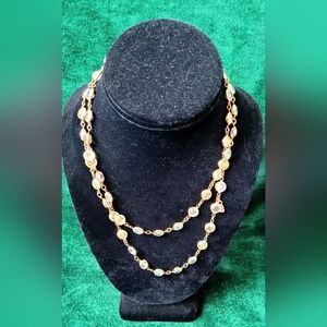 Swarovski 36" Round Aurora Borealis Bezel Set Crystal Swan Tag Necklace